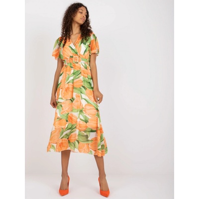 Midi šaty se vzorem tulipánů DHJ-SK-15967.54P Orange