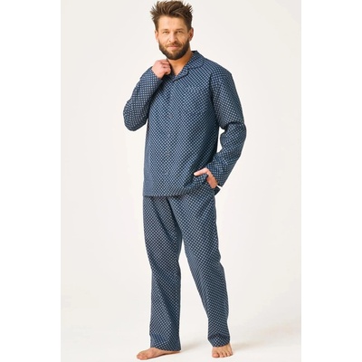 Key pánske pyžamo 912 B26 bavlněný flanel tmavomodrá