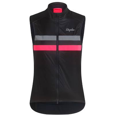 Dámska zateplená cyklistická vesta Rapha Women's Brevet Insulated Gilet - Dark Navy / Hi-Vis Pink XS