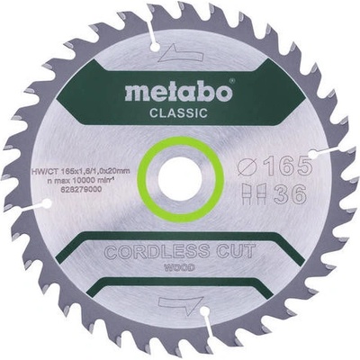 Metabo Pílový kotúč Cordless Cut Wood Classic 165x20 Z18 WZ 20° 628272000