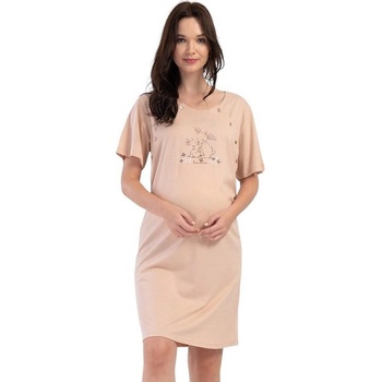 Бежова нощница за кърмачки и бременни със зайчета