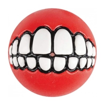 Rogz Grinz Ball M- Кучешка играчка гумена топка с отвор за лакомства 6.4 см. червена