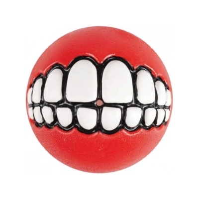 Rogz Grinz Ball M- Кучешка играчка гумена топка с отвор за лакомства 6.4 см. червена