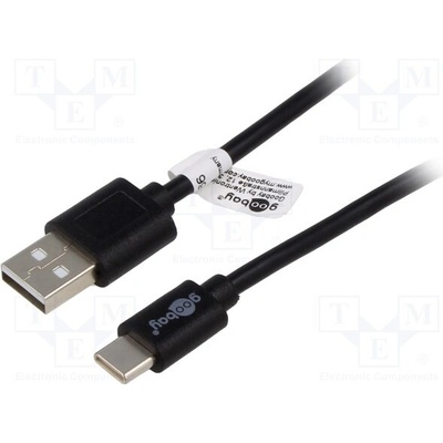 Goobay 55466 USB 2.0; USB A vidlice, USB C vidlice, niklovaný, 1m, černý