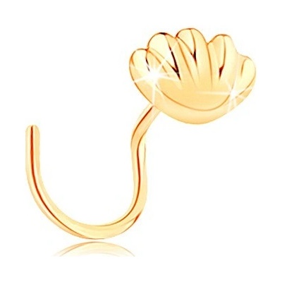 Šperky eshop zahnutý zlatý piercing do nosu lesklá mořská mušle GG140.08