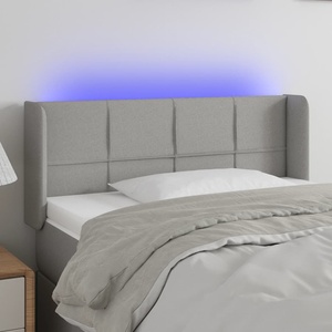 vidaXL LED горна табла за легло, светлосива, 103x16x78/88 см, плат (3123226)
