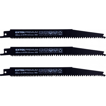 EXTOL PREMIUM plátky do pily ocasky 3ks 200x19x1,25mm HCS