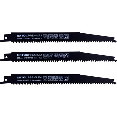 EXTOL PREMIUM plátky do pily ocasky 3ks 200x19x1,25mm HCS