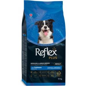 LIDER Reflex Plus Medium Large Breed Adult Dog Food With Salmon - Пълноценна храна за пораснали кучета от средни и едри породи със сьомга 12 кг, Турция