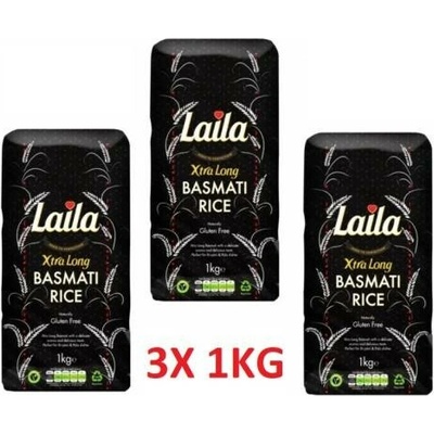 Laila Foods Xtra dlouhozrnná Basmati rýže 3 x 1 kg