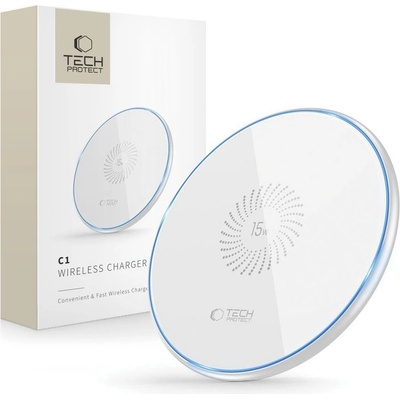 Tech-Protect Безжично зарядно устройство 15W Tech-Protect QI15W-C1 - Бяло (9589046926327)