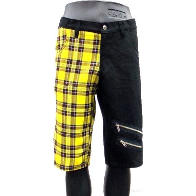 Punk kraťasy ŽLUTÁ KOSTKA ČERNÁ ZIPY pánské