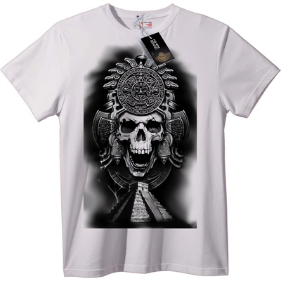 NOONEBRAND Тениска Ацтекски Череп и Пирамида - XL, Black