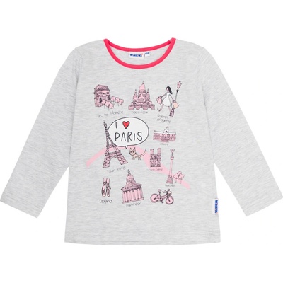 Winkiki kids Wear dívčí tričko s dlouhým rukávem Paris šedý melanž