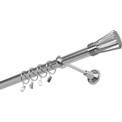 OK-GarnýžeCZ Garnýž kovová jednořadá 25mm Walchar nerez 150 cm do stěny / kroužky s žabkou