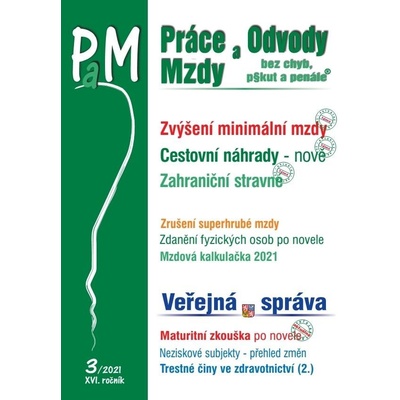 PaM 3/2021 Zvýšení minimální i zaručené mzdy - Cestovní náhrady pro rok 2021, Zahraniční stravné, nově