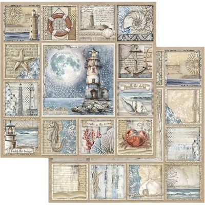 Stamperia oboustranný papír na scrapbook 1 ks Moře kartičky č.1
