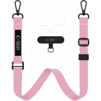 Šňůrka na krk Tech-Protect C6S Crossbody popruh na mobil 2v1 růžový