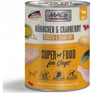 MAC's Mac’s Dog Adult, консерва за пораснали кучета, БЕЗ ЗЪРНО, с птиче и червени боровинки (мин. 70% месо), 800 гр - Германия - 904VE