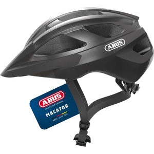 ABUS road bike helmet Macator - sporty bike helmet for beginners - also for pigtail wearers - for men and women - titanium (glossy gray), size M - 87216 (87216)