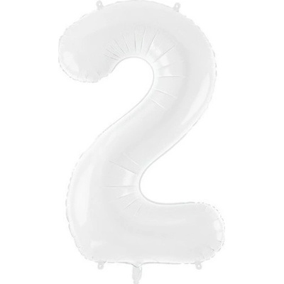 PartyDeco Balónek fóliový narozeninové číslo 2 bílý 86 cm