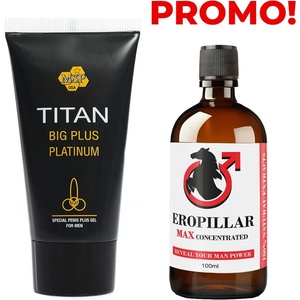  Titan gel за уголемяване на пениса Титан гел платинум + EROPILLAR MAX Concentrated комплексен ефект за мъжко здраве