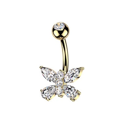 Šperky4U Zlacený piercing do pupíku motýl WP0121-GD