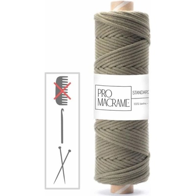 bavlněná šňůra Pro Macramé 5mm, splétaná - khaki