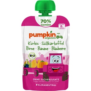 Pumpkin Organics Био пюре Pumpkin Organics - Пауч с тиква, сладък картоф и круша, 100 g (210709) - baby