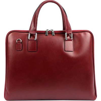 Elegantná dámska kožená taška A4 tmavočervená