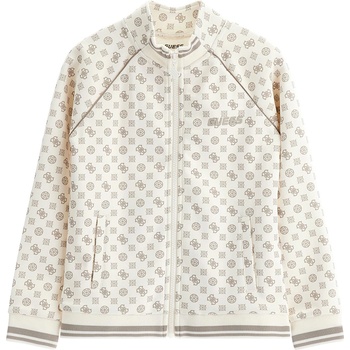 Image 1 of GUESS Суичър с цип за момиче в цвят шампанско покрит с надписи Guess