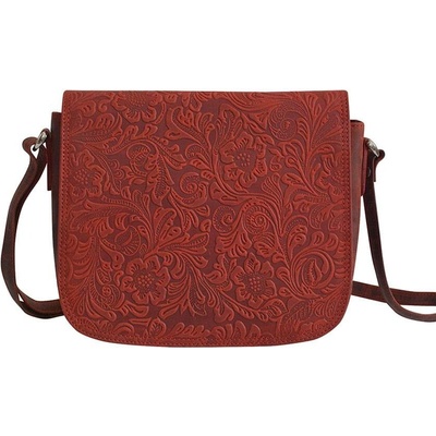 červená vzorovaná kožená crossbody kabelka