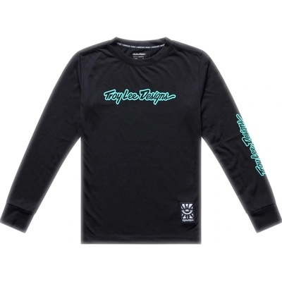 Troy Lee Designs TLD Youth Skyline Ride LS Tee Signature Black Real Teal detský