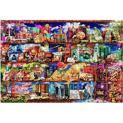 Wooden City Дървен пъзел Wooden City, 505 части - World Travel Bookshelf (NB 505-0132-L)