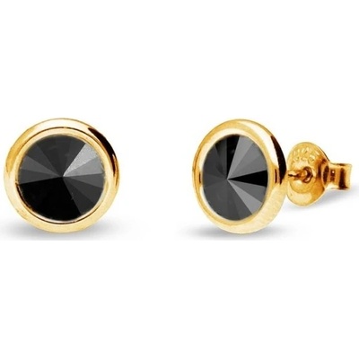Spark černé stříbrné pozlacené se Swarovski Elements Tiny Bonbon Studs KRG1122SS29J Jet