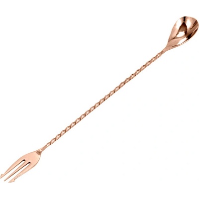 BAR PROFESSIONAL Lžička barmanská s vidličkou 40 cm, měď