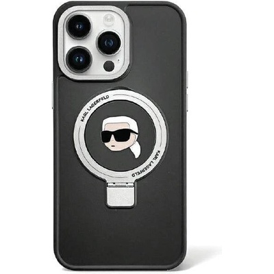 KARL LAGERFELD Кейс Karl Lagerfeld KLHMP15SHMRSKHK за iPhone 15 6.1", черен / черен, твърд, Ring Stand Karl Head MagSafe (3666339168391)