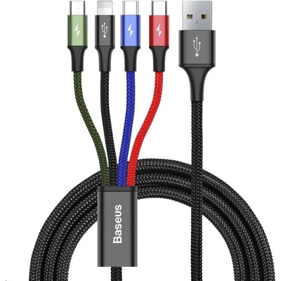 Baseus rychlý nabíjecí / datový kabel 4v1 Lightning + 2* USB-C + Micro USB 3, 5A 1, 2m, černá – Zbozi.Blesk.cz