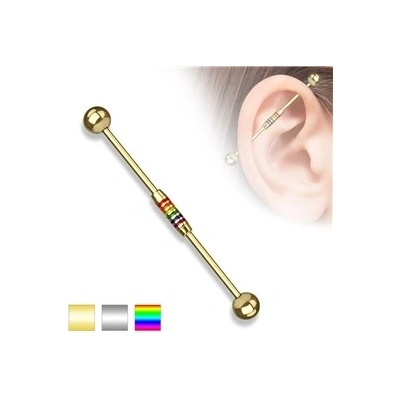 Piercingate Industrial piercing PIN00036 stříbrná