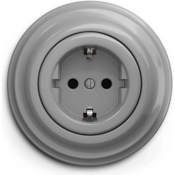 Kliklap - Ретро стенна розетка за домашна употреба с рамка SCHUKO 230V/16A сива (KA0052G)