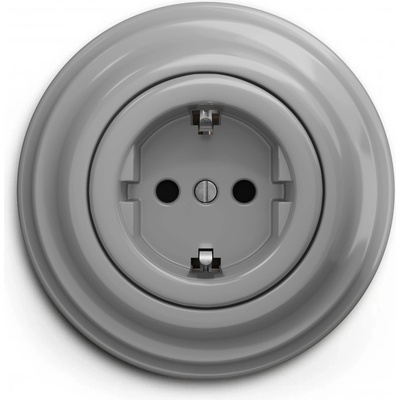 Kliklap - Ретро стенна розетка за домашна употреба с рамка SCHUKO 230V/16A сива (KA0052G)