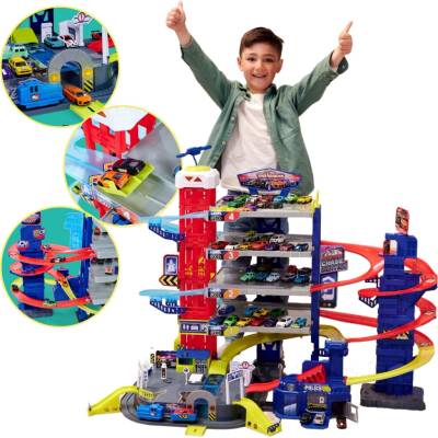 Majorette Garáž Super City a 6 autíčok a vlak