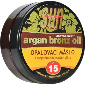 Vivaco Sun Argan Bronz Oil Glitter Effect opaľovacie maslo s arganovým olejom a trblietkami SPF15 200 ml