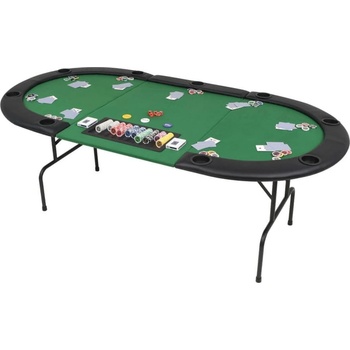 Greatstore Skládací pokerový stůl pro 9 hráčů 3 díly oválný zelený