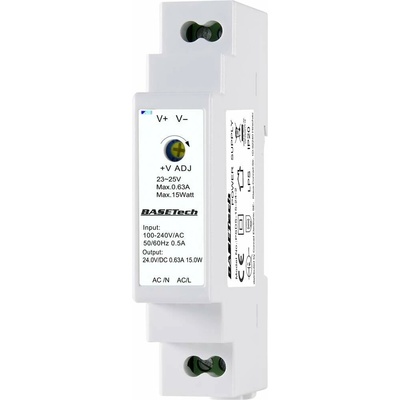 Basetech BT-2250248 síťový zdroj na DIN lištu 24 V 0.63 A 15 W Počet výstupů:1 x Obsah 1 ks