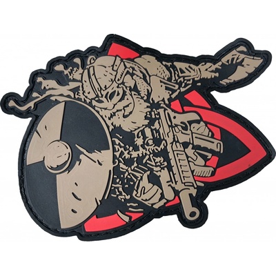 Plastové 3D patche 3D gumová nášivka TACTICAL VIKING Patch - Coyote / červená