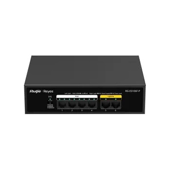 Image 1 of Ruijie Комутатор Ruijie RG-ES106F-P, 6x10/100M, 4 x PoE+, 54W, неуправляем, наст (RG-ES106F-P)