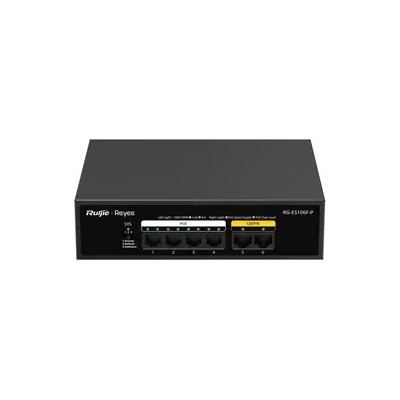 Ruijie Комутатор Ruijie RG-ES106F-P, 6x10/100M, 4 x PoE+, 54W, неуправляем, наст (RG-ES106F-P)