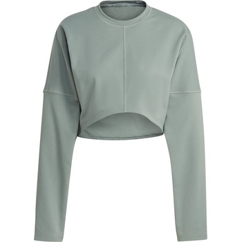 adidas Дамска блуза Adidas Yoga Studio Crop Sweatshirt Womens Top - Silver Green