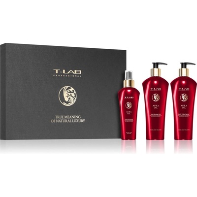 T-LAB Professional Aura Oil vyživujúci šampón 300 ml + vyživujúci kondicionér na vlasy 300 ml + vyživujúci olej na vlasy 130 ml